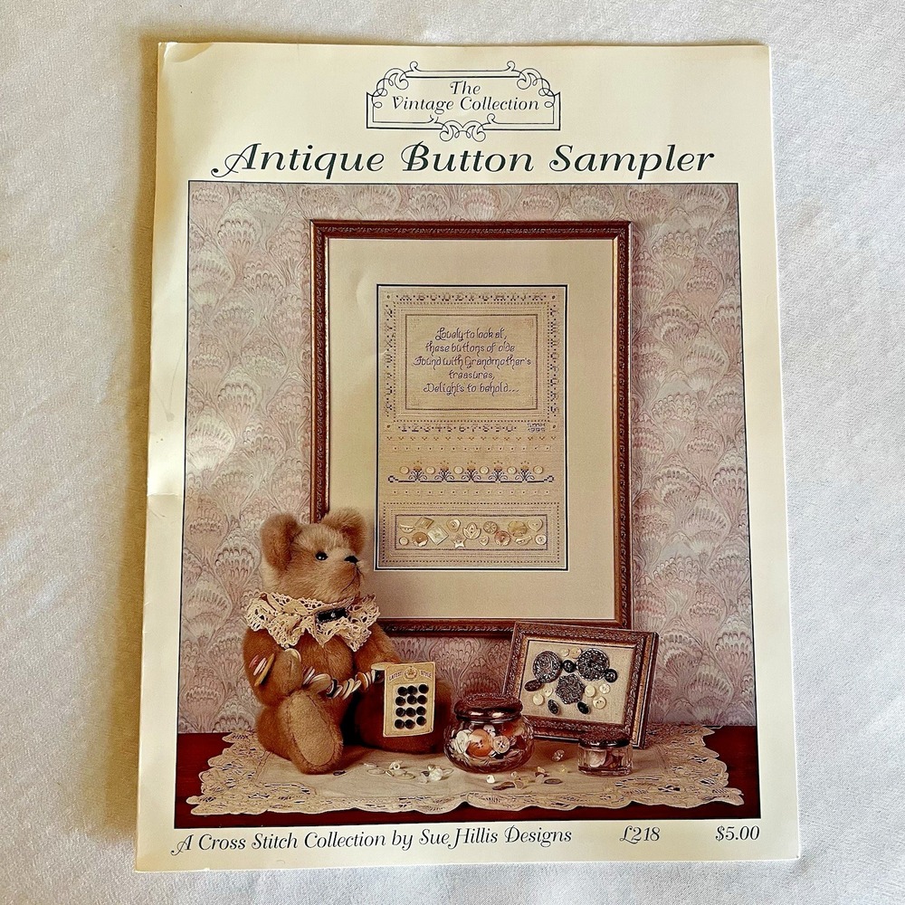 Sue Hillis Antique Button Sampler Cross Stitch Pattern Collection Grandma Vtg - Picture 2 of 4